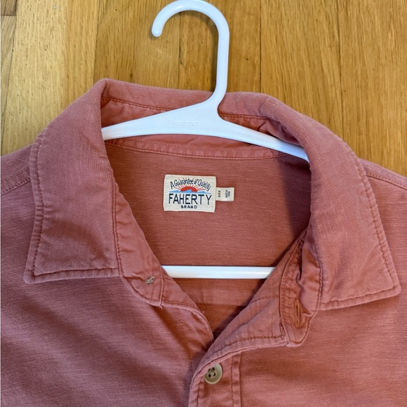 Faherty Men's M Medium Regular Fit Dusty Rose Knit Stretch Button Down Shirt - Picture 4 of 8